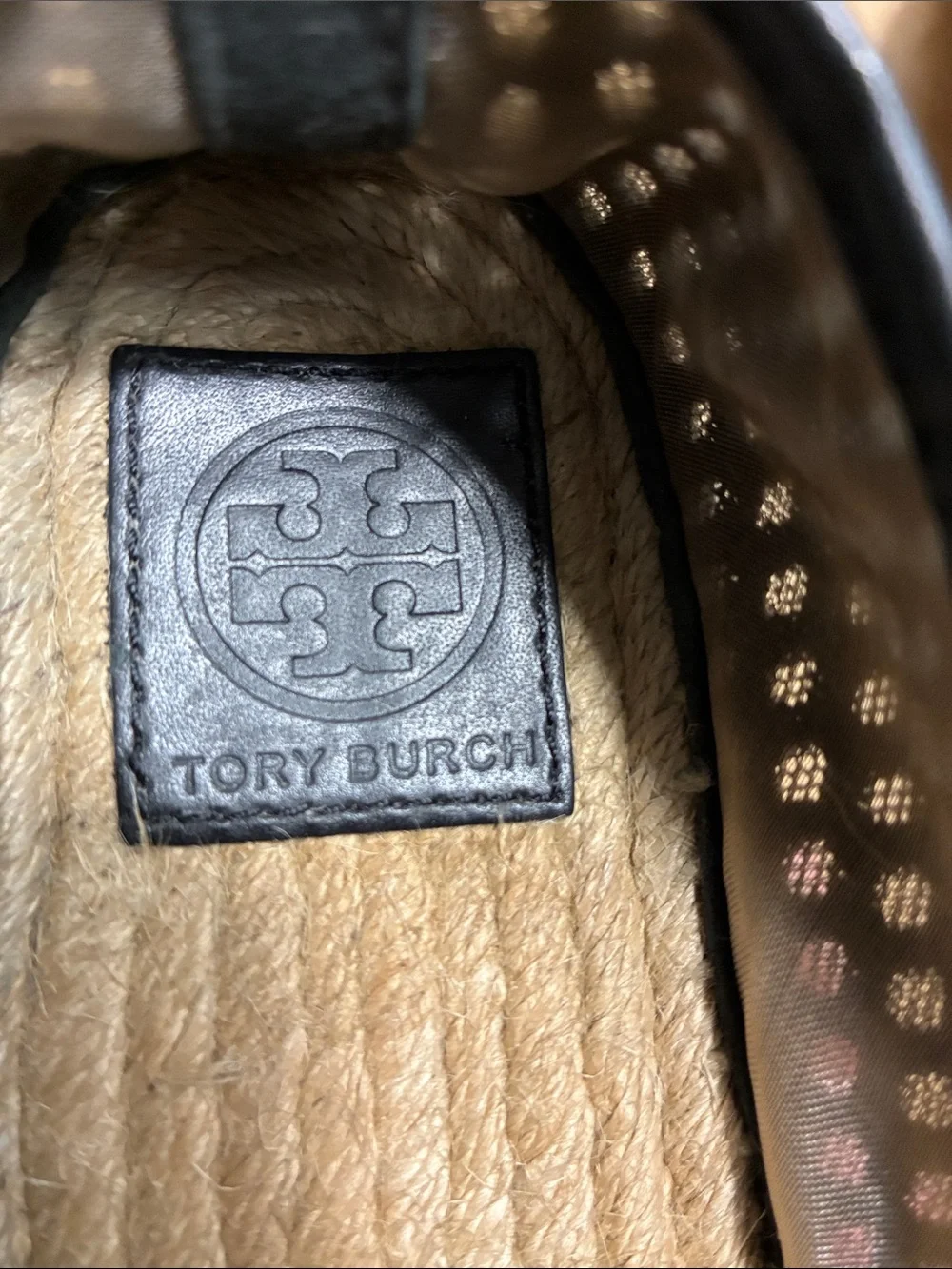 Tory Burch Grenada A-Line Espadrille Flat Loafers Mesh & Leather Cap Toe T Logo